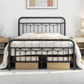 Black Metal Bed Frame with Spindle Headboard D269748