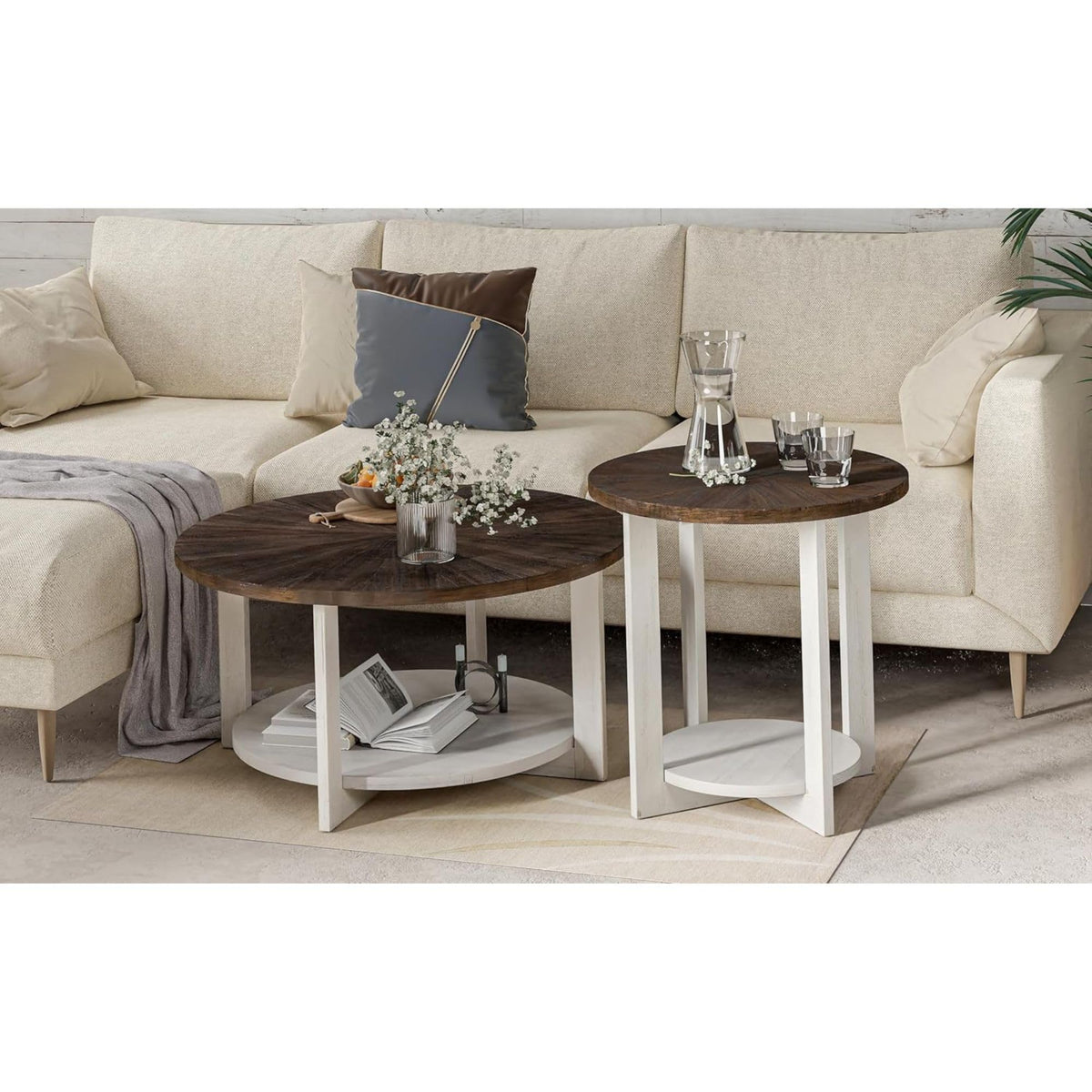 Round Farmhouse Coffee Table P1145
