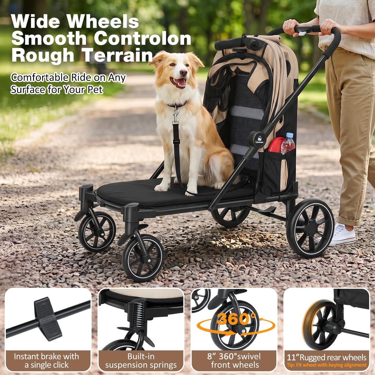 Foldable Dog Stroller with Ramp F4140