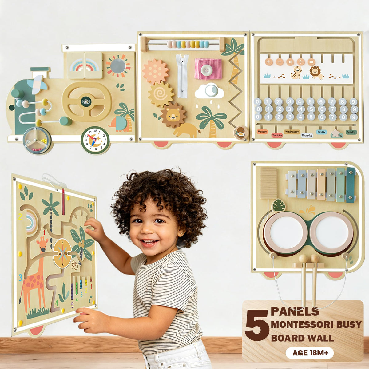 Montessori Wooden Activity Wall Board for Toddlers 18M+ K756218
