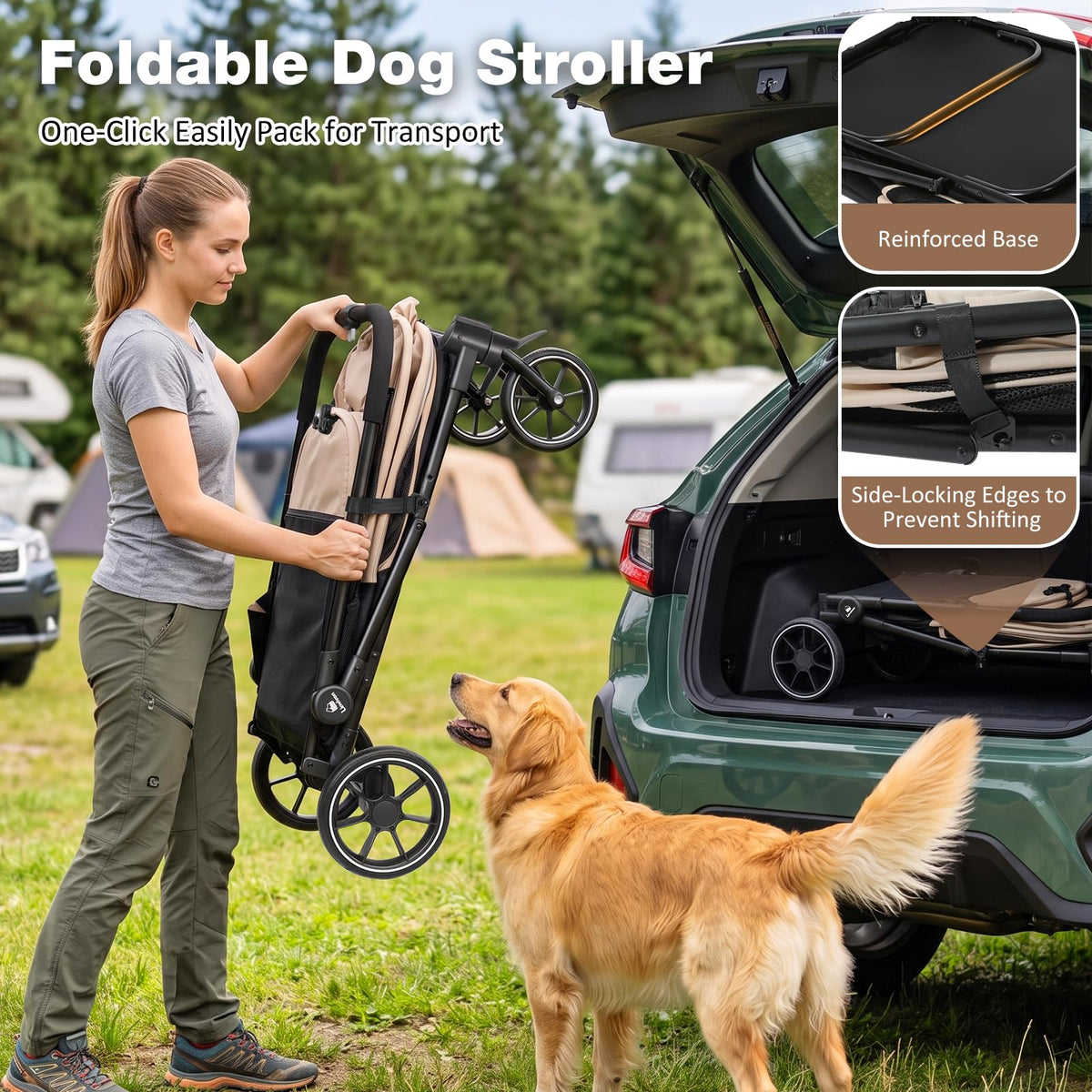 Foldable Dog Stroller with Ramp F4140