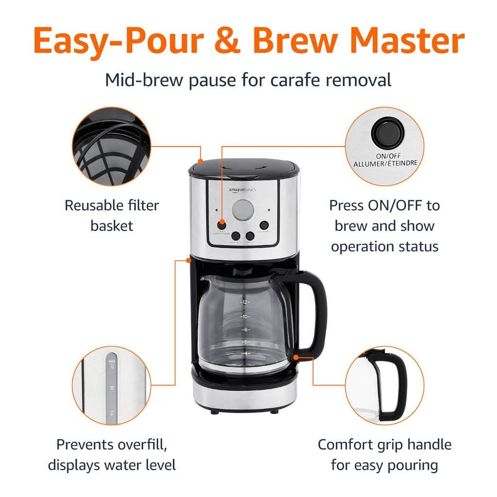 12 Cup Stainless Steel Programmable Coffeemaker C66157