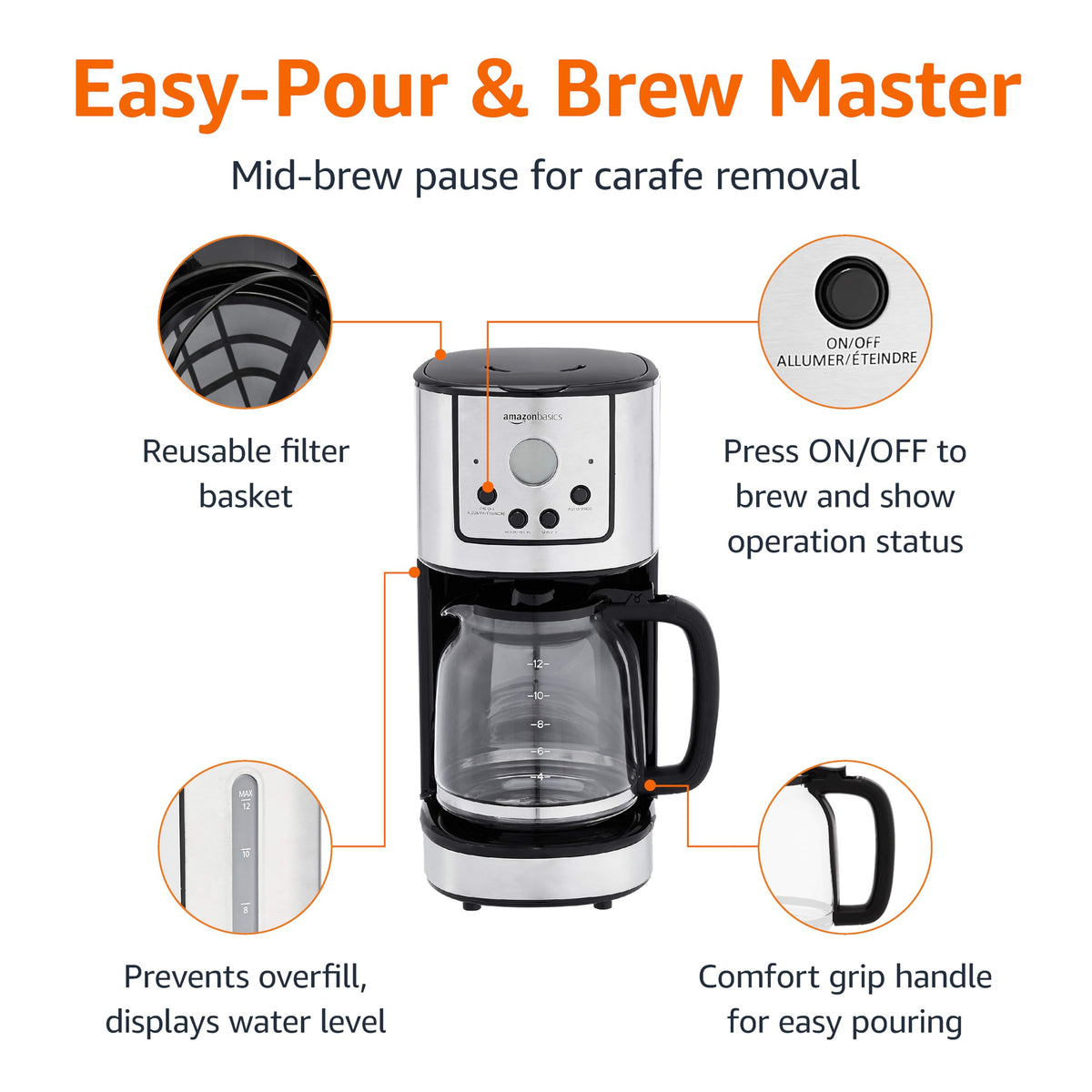12 Cup Stainless Steel Programmable Coffeemaker C66157