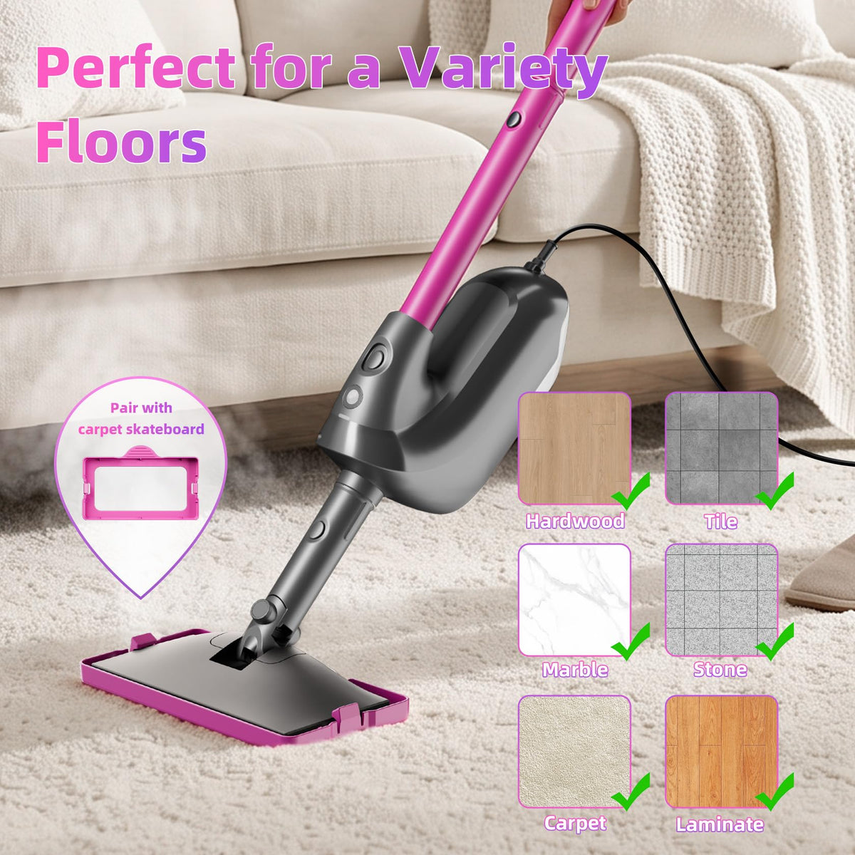 9-in-1 Detachable Handheld Steam Mop G716