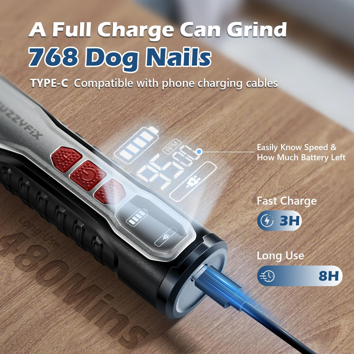 Electric Dog Nail Grinder with LED Light E824303