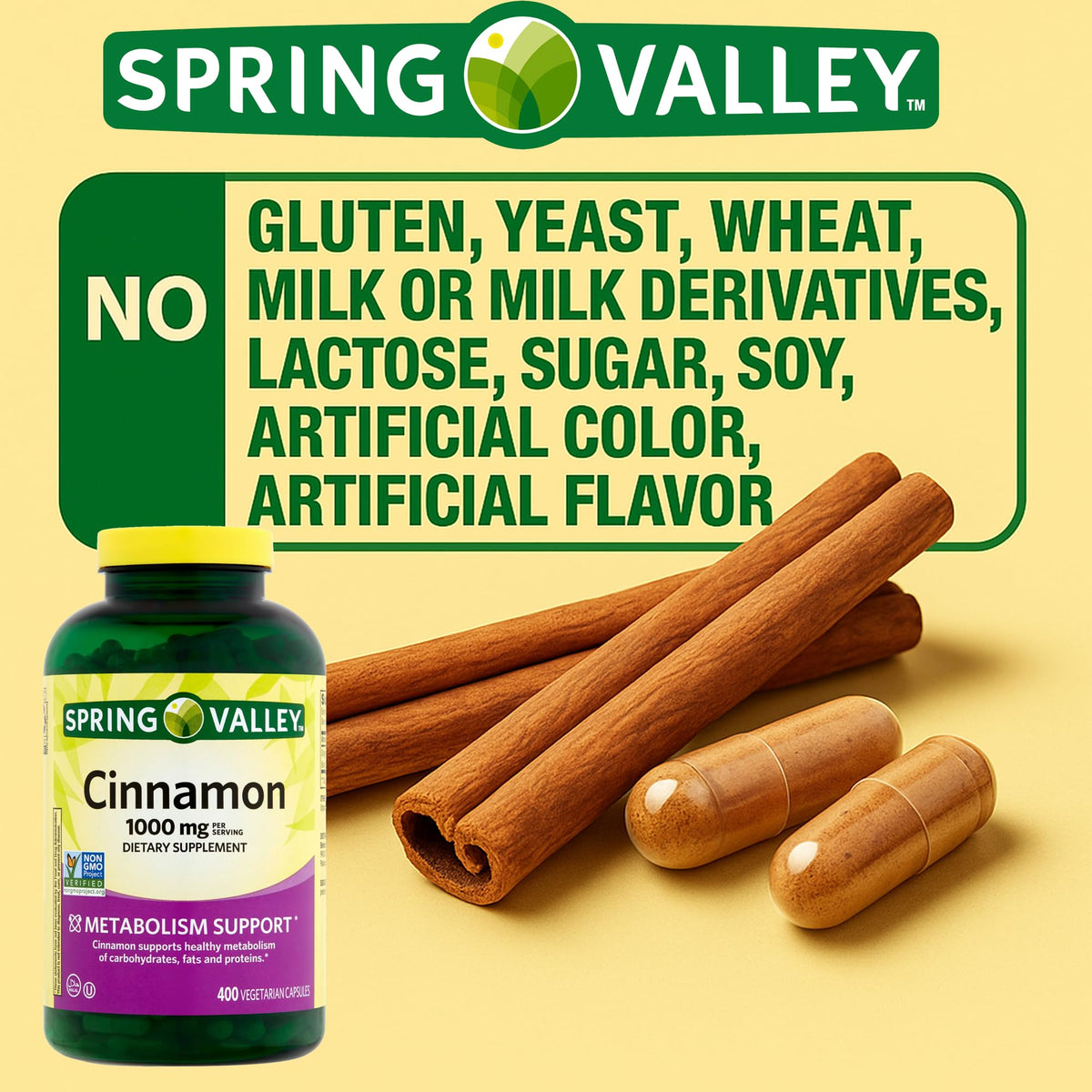 Cinnamon Supplement 1000mg 400 Vegetarian Capsules V698946