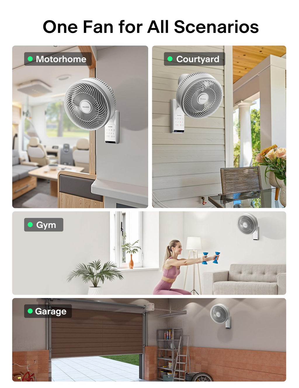 12 inch Indoor Oscillating Wall Mount Fan with Remote, White U41268