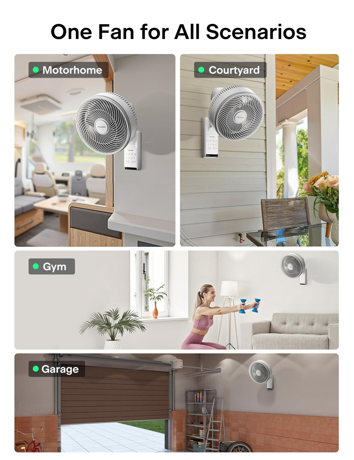 12 inch Indoor Oscillating Wall Mount Fan with Remote, White U41268