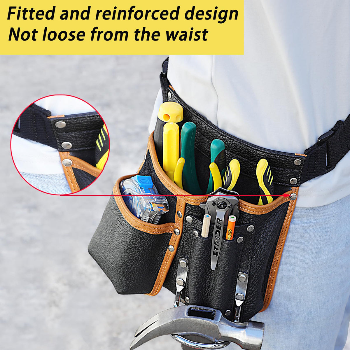 Genuine Leather Adjustable Tool Belt Pouch U321