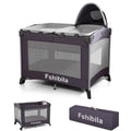 4-in-1 Portable Baby Playard with Bassinet and Changing Table, Black Q49614