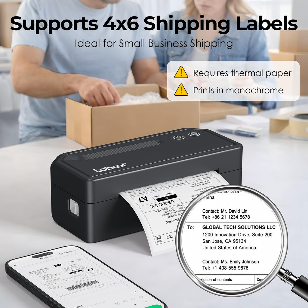 Bluetooth Thermal Shipping Label Printer Black I7855