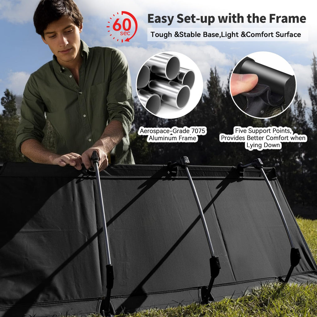 Ultralight Portable Folding Camping Cot with 2 Side Pocket R699