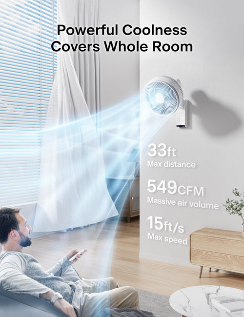 12 inch Indoor Oscillating Wall Mount Fan with Remote, White U41268
