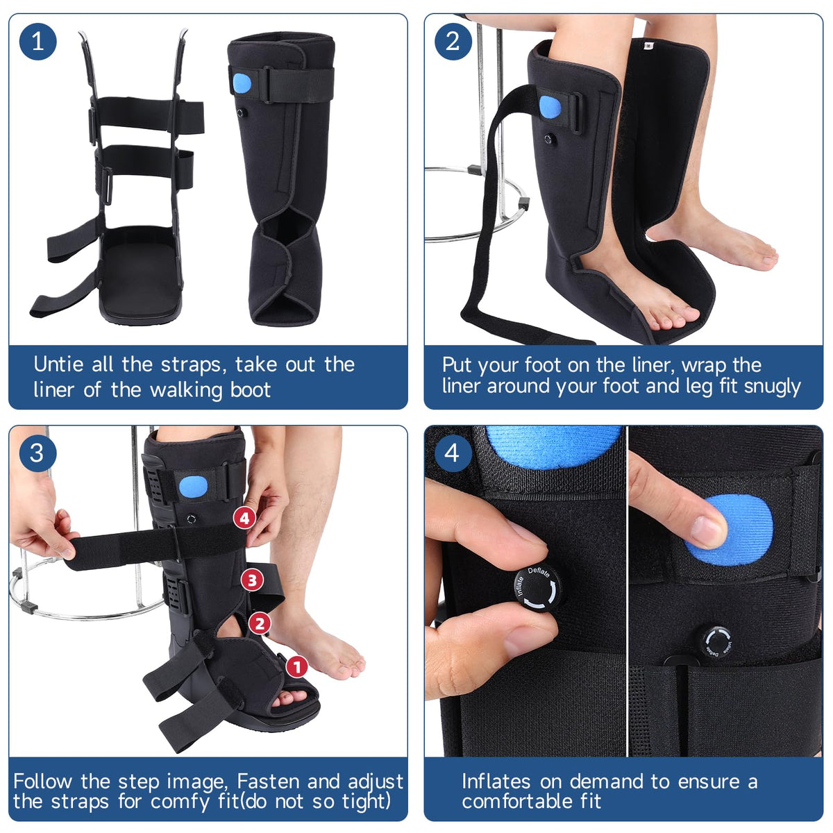 Black Small Tall Inflatable Walking Boot P608792