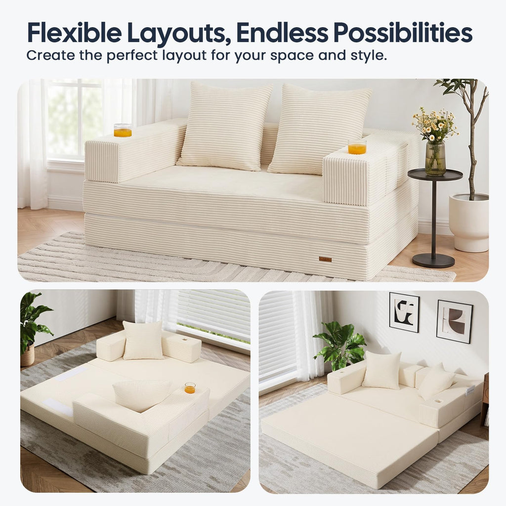 Beige Futon Sofa Bed X744