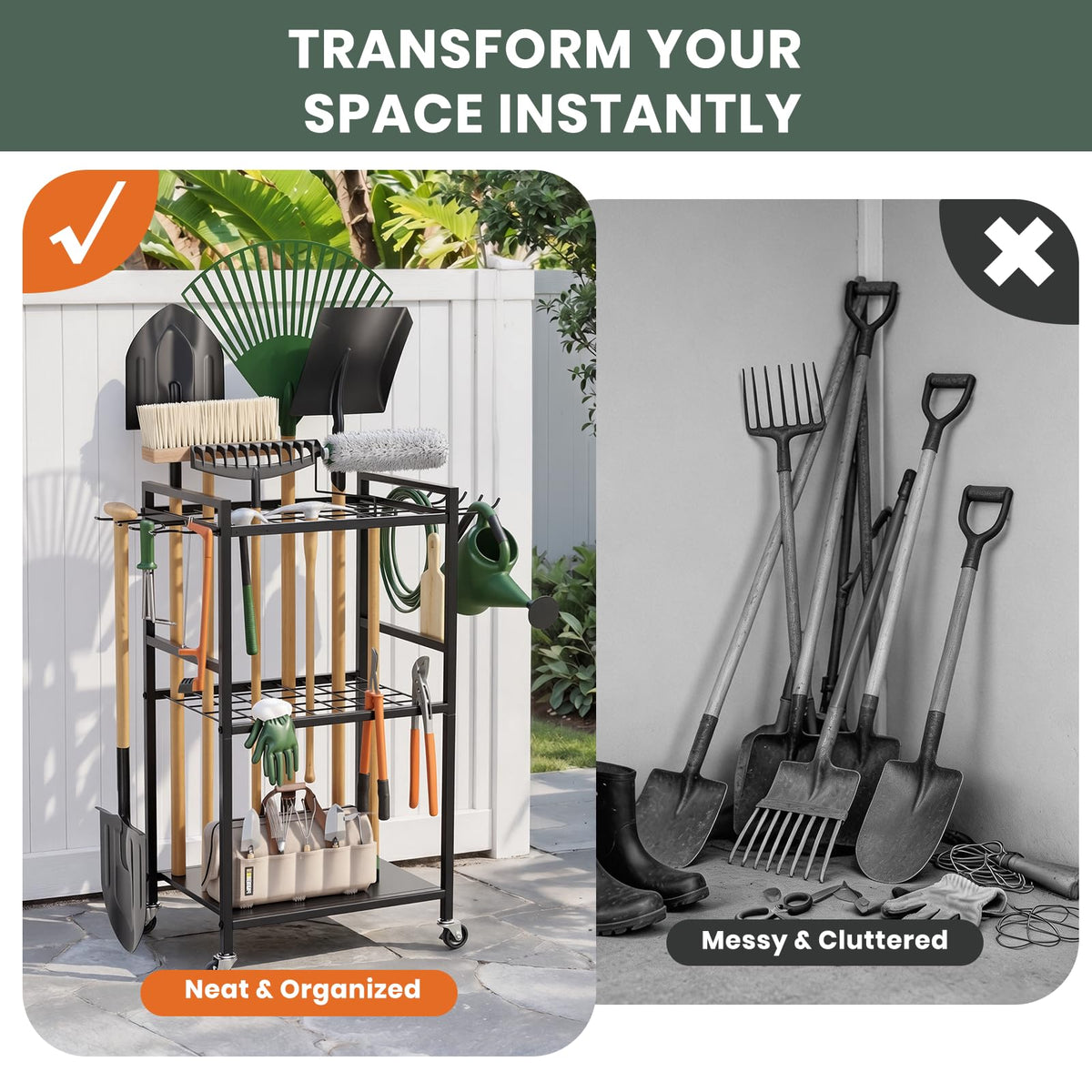Garden Tool Organizer with Wheels S467