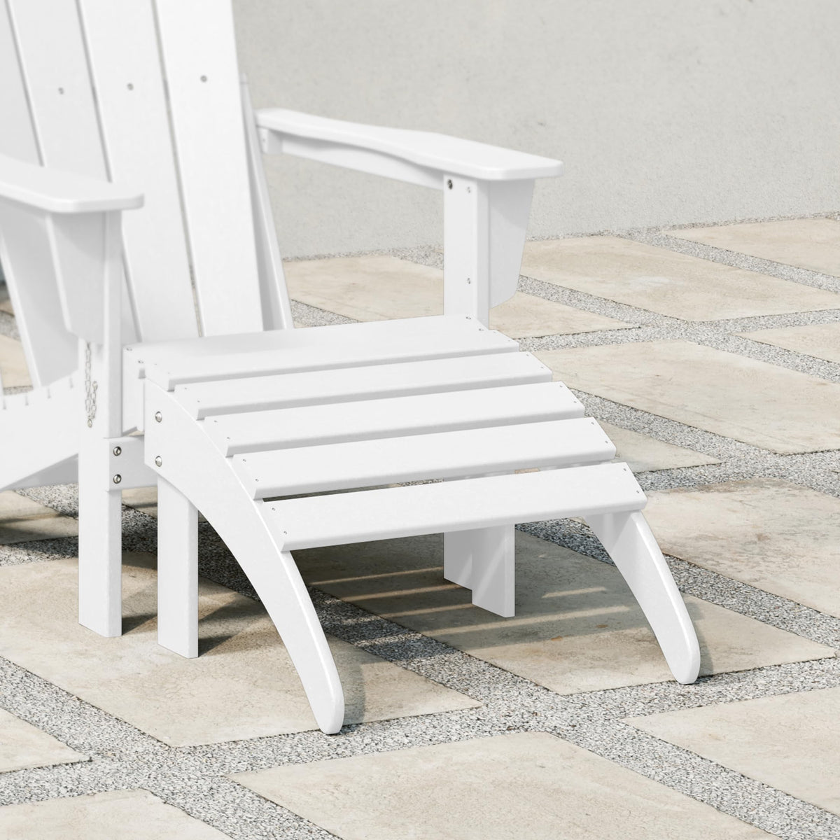 White All Weather Poly Lumber Adirondack Ottoman C793431