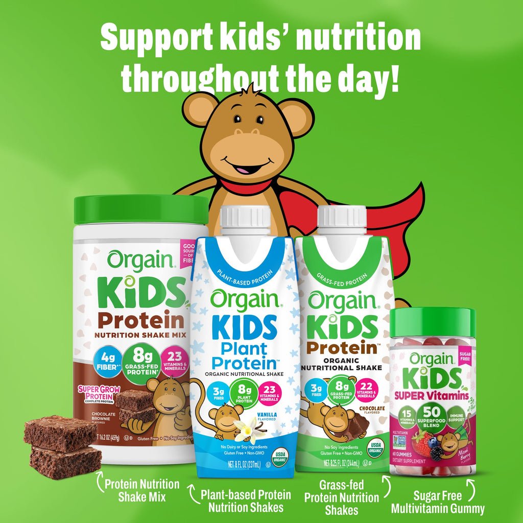 Organic Kids Vegan Protein Shakes Vanilla 8g Plant Protein 8 Fl Oz 12 Pack S265