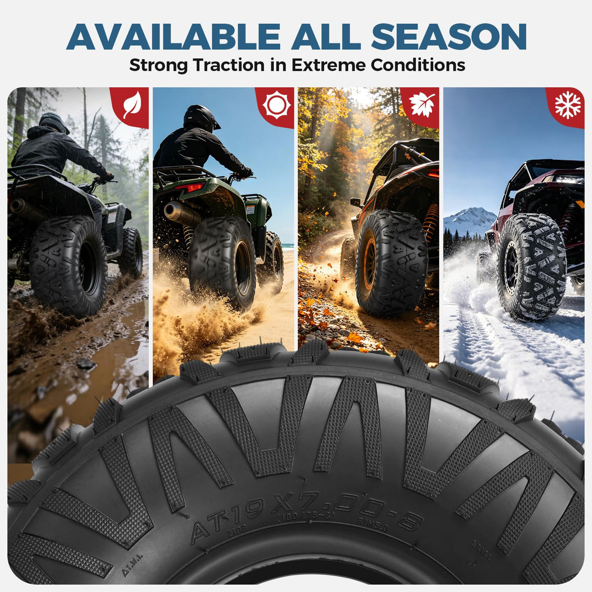 19x7-8 4-Ply All Terrain ATV/UTV Tires Set of 2 R884