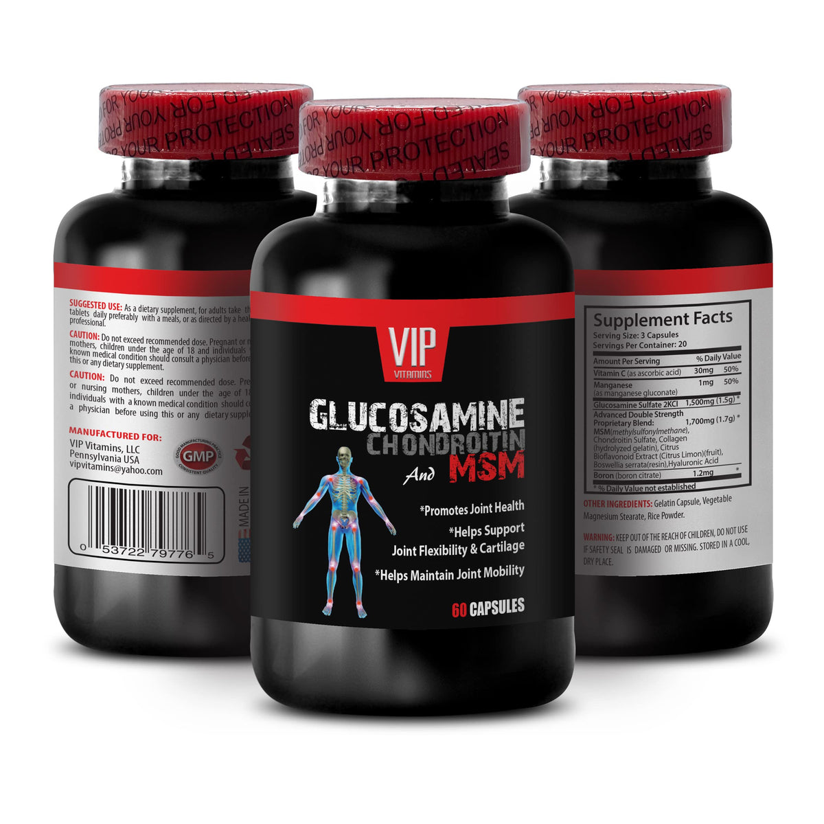 MSM Glucosamine Chondroitin Capsules 180 Tablets B7114