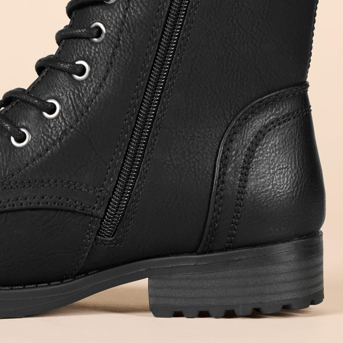 Lace-Up Ankle Boots with Side Zipper G340292