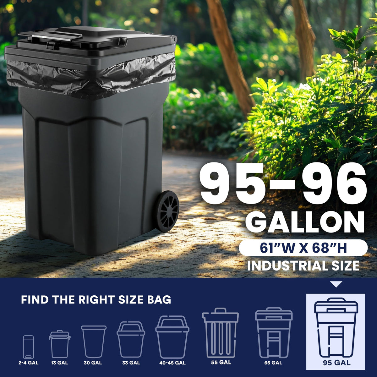 95-96 Gallon Heavy Duty Black Trash Bags X2813