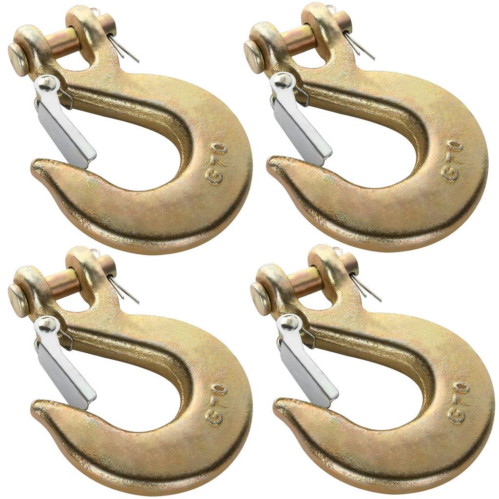 3/8 Inch Heavy Duty Forged Steel Clevis Slip Hook with Latch, 4 Pack W193899