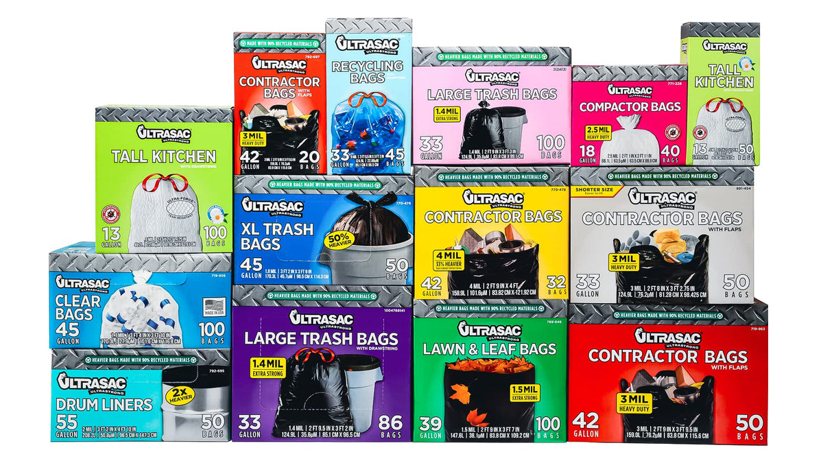 42 Gallons 4 Mil Heavy Duty Contractor Bags 32 Pack with Ties X1515