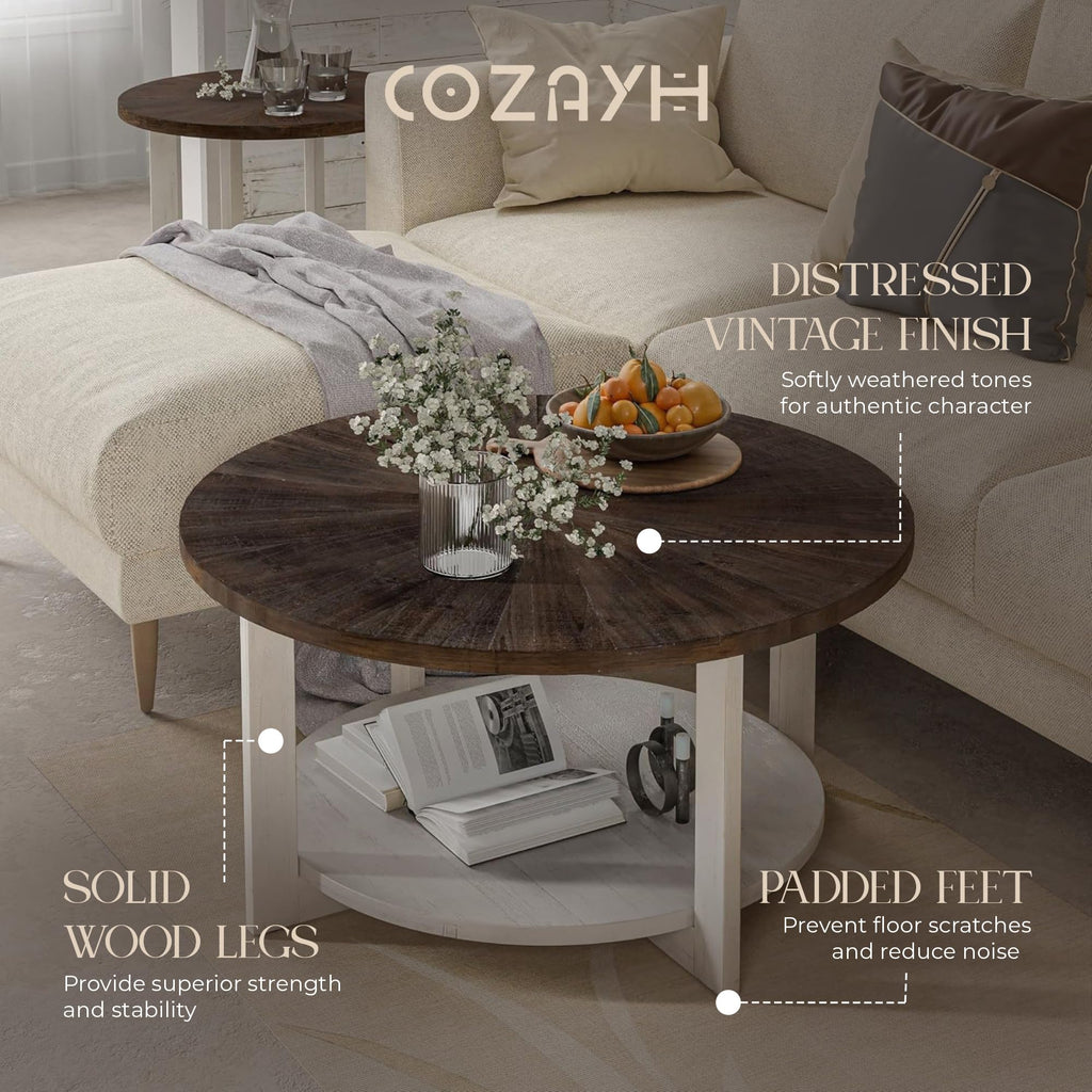 Round Farmhouse Coffee Table P1145