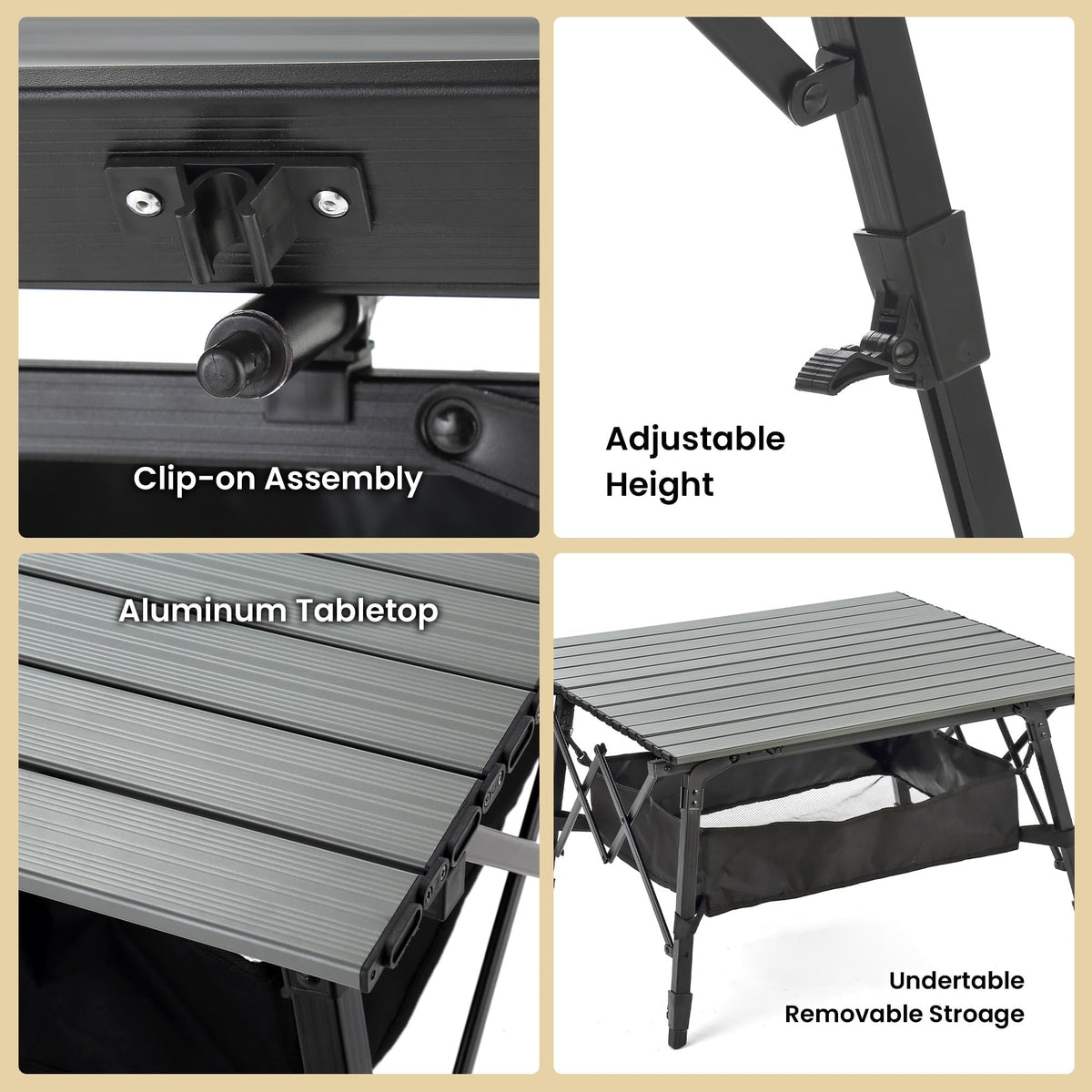 39 in Aluminum Folding Camp Table P848978