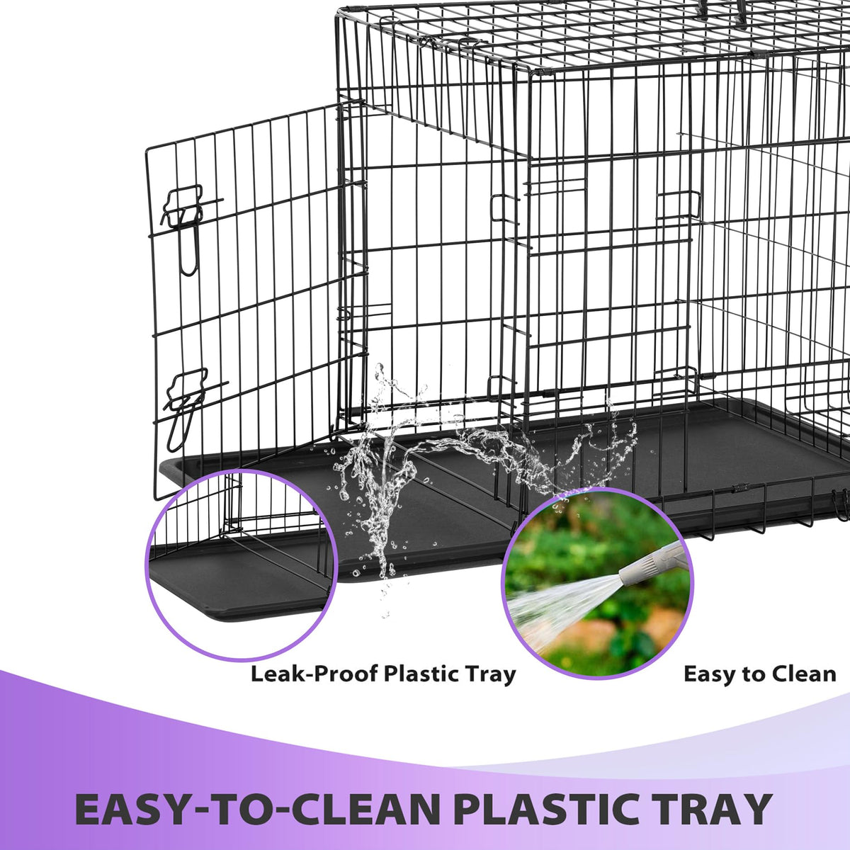 Black Foldable Metal Dog Crate W5890