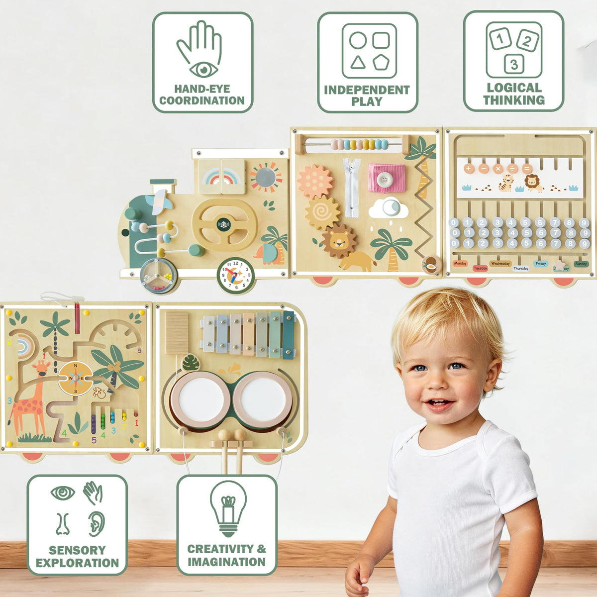 Montessori Wooden Activity Wall Board for Toddlers 18M+ K756218