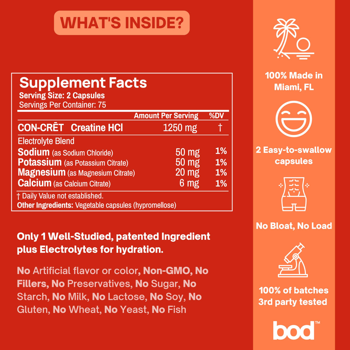 Creatine HCL Capsules 150 Pills H694