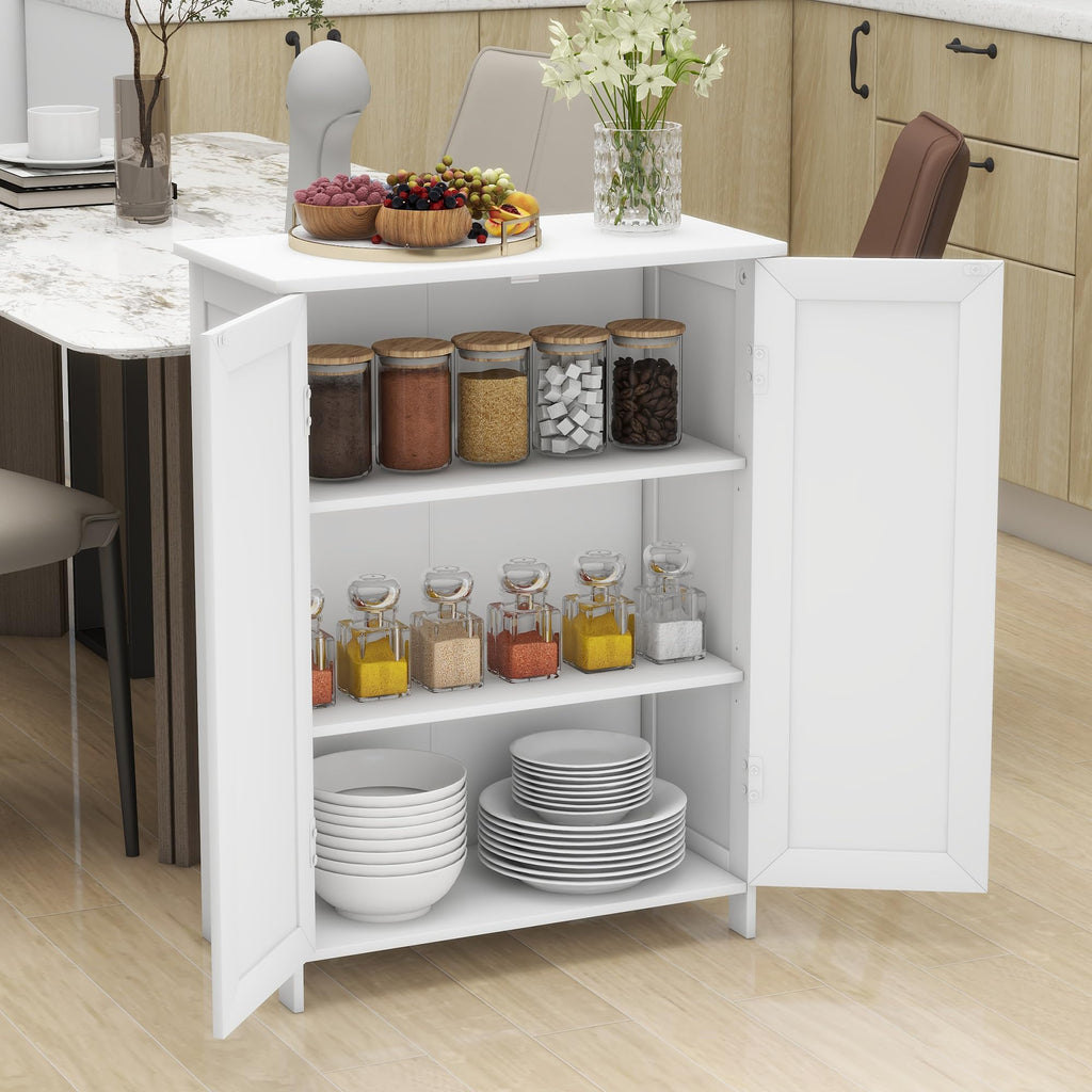 White 2 Door Bathroom Floor Storage Cabinet S1781