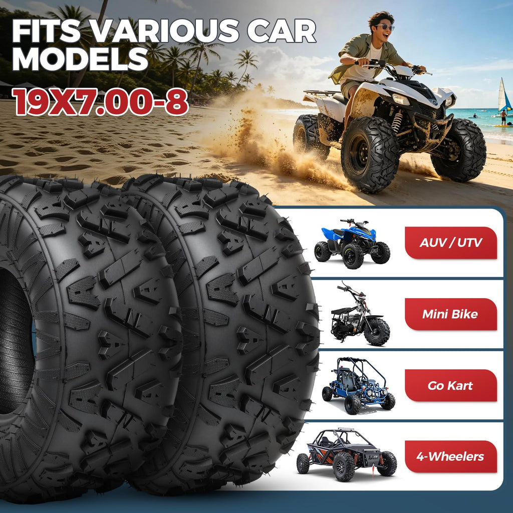 19x7-8 4-Ply All Terrain ATV/UTV Tires Set of 2 R884