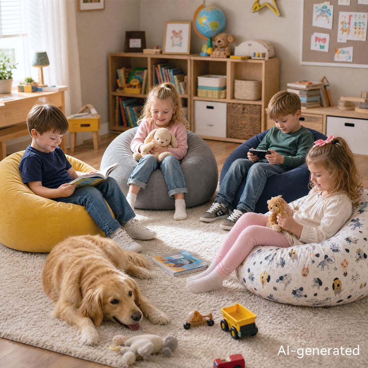 Kids Bean Bag Chair with Armrests L5375