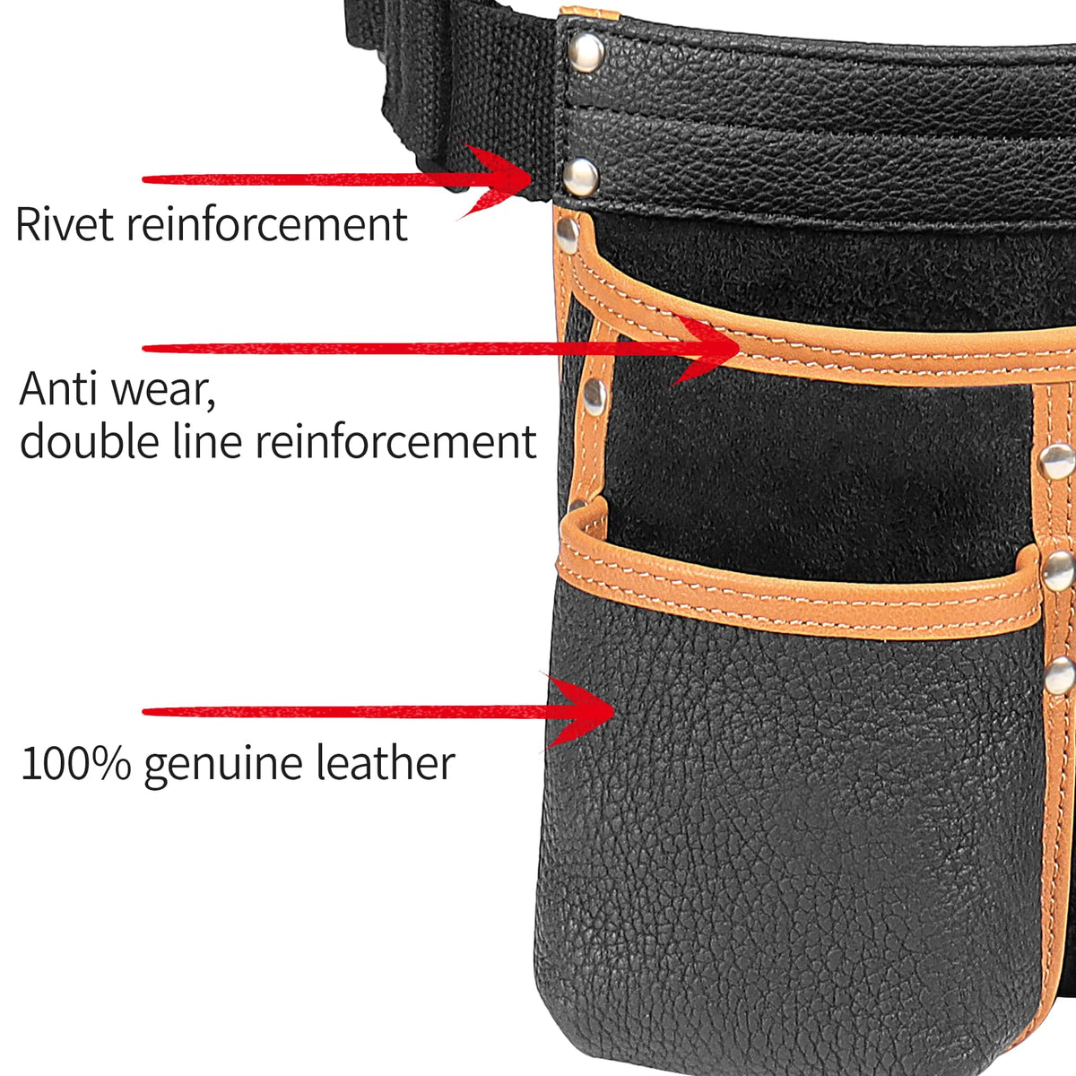 Genuine Leather Adjustable Tool Belt Pouch U321