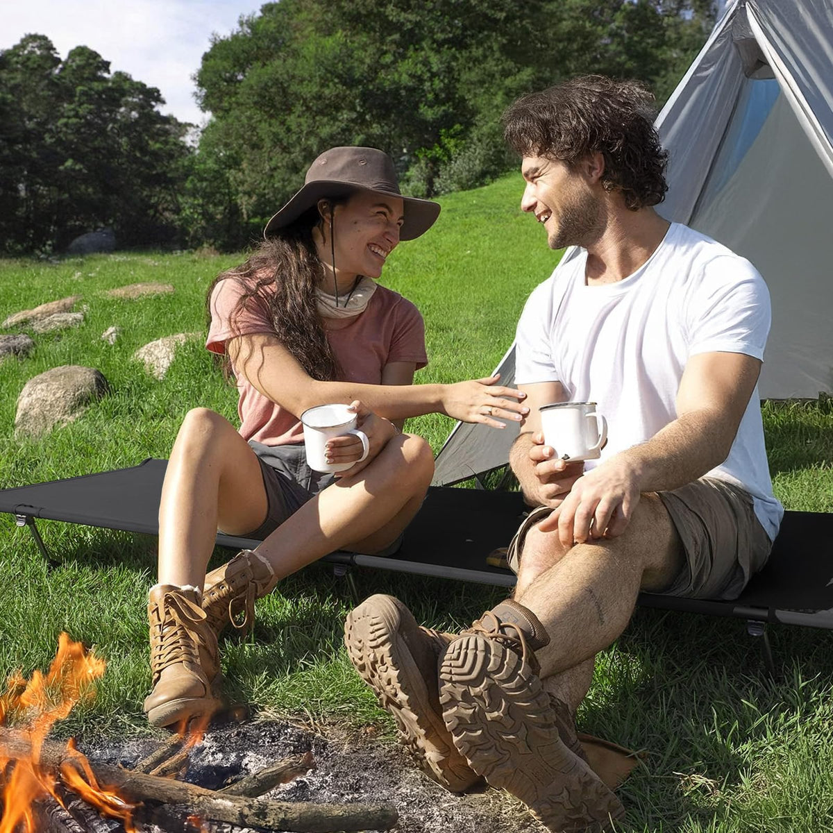 Ultralight Portable Folding Camping Cot with 2 Side Pocket R699
