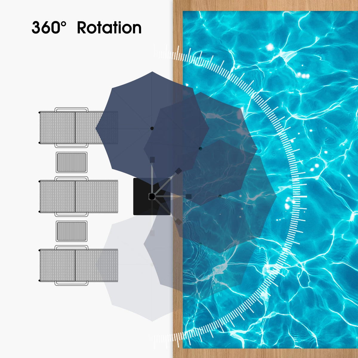Navy Blue 10 FT Cantilever Patio Umbrella with Base D1256