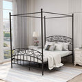 Black Four-Poster Metal Canopy Bed Frame C1681
