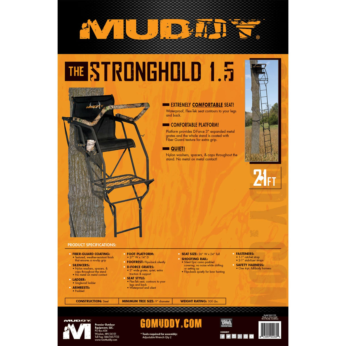 1 Person 21 Foot Climbing Tree Stand with Lumbar Seat O363939