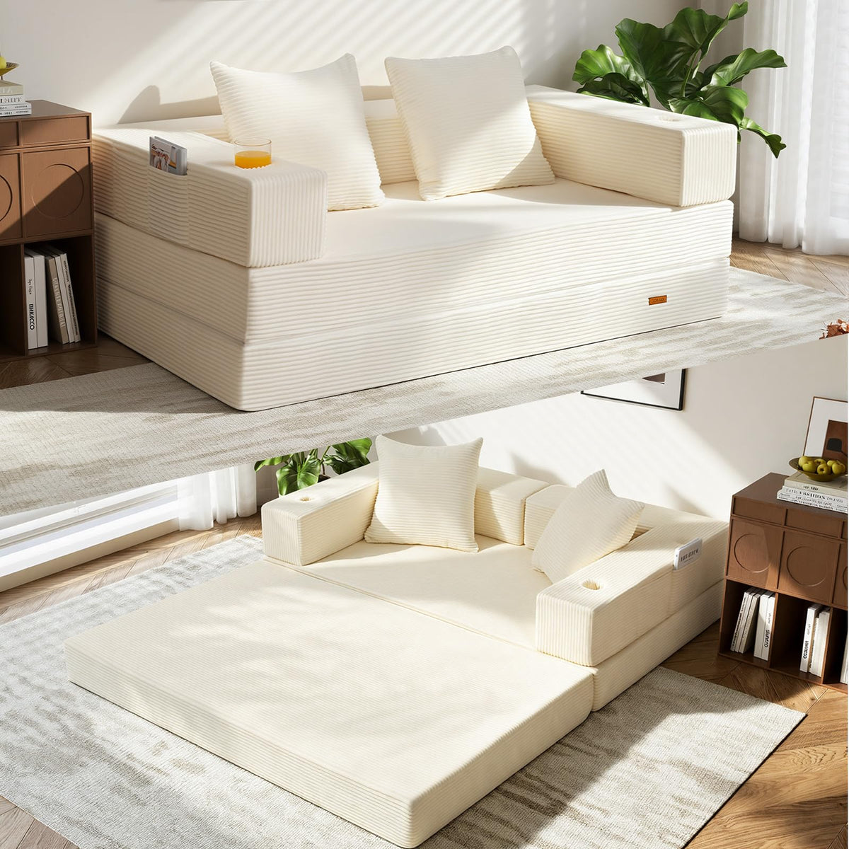 Beige Futon Sofa Bed X744