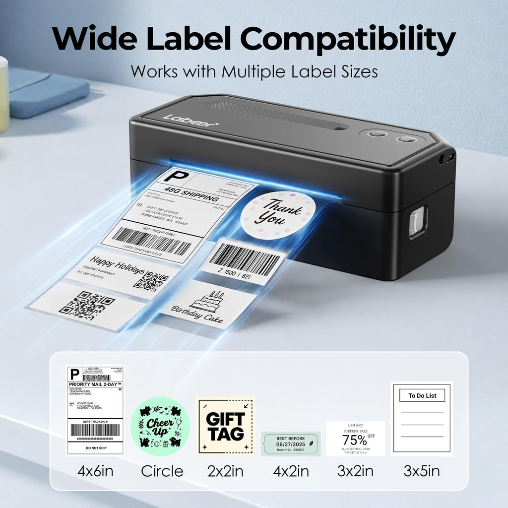 Bluetooth Thermal Shipping Label Printer Black I7855