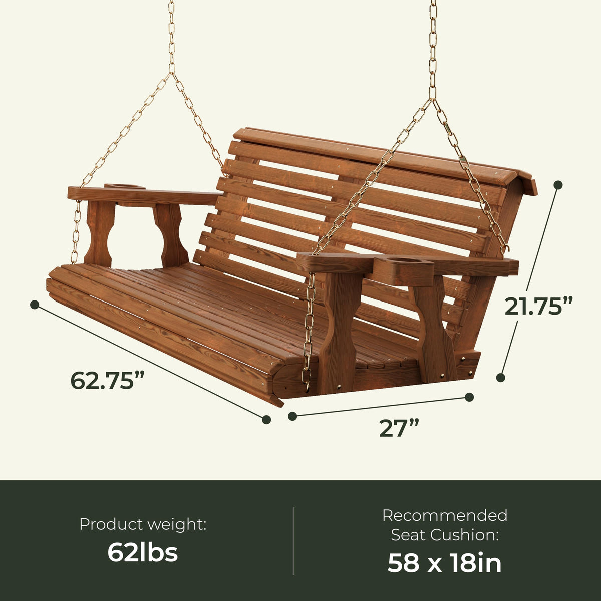 Heavy Duty 700 Lb Capacity Porch Swing V68622
