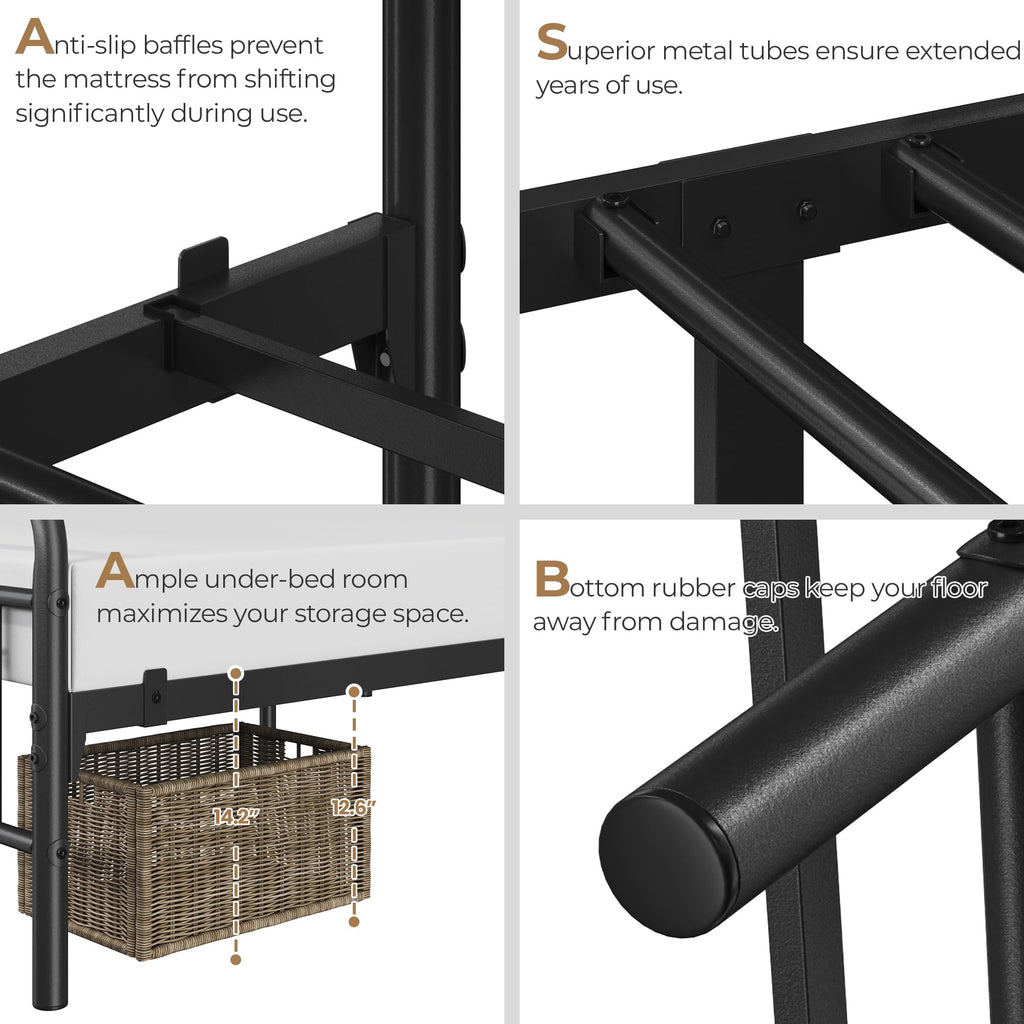 Black Metal Bed Frame with Spindle Headboard D269748