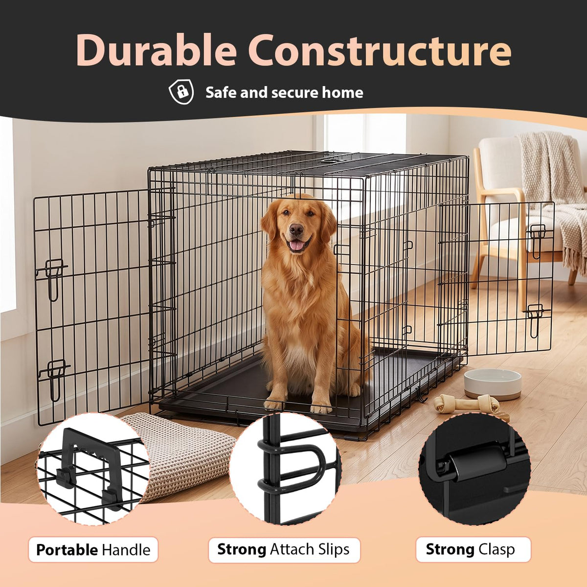 48" Double Door Crate Kennel with Divider I94304
