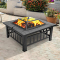32 Inch Square Metal Wood Burning Fire Pit E202873
