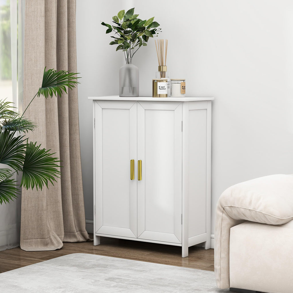 White 2 Door Bathroom Floor Storage Cabinet S1781