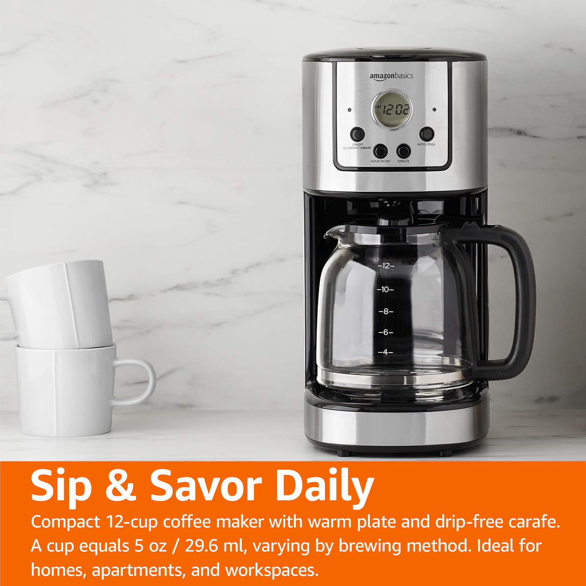 12 Cup Stainless Steel Programmable Coffeemaker C66157