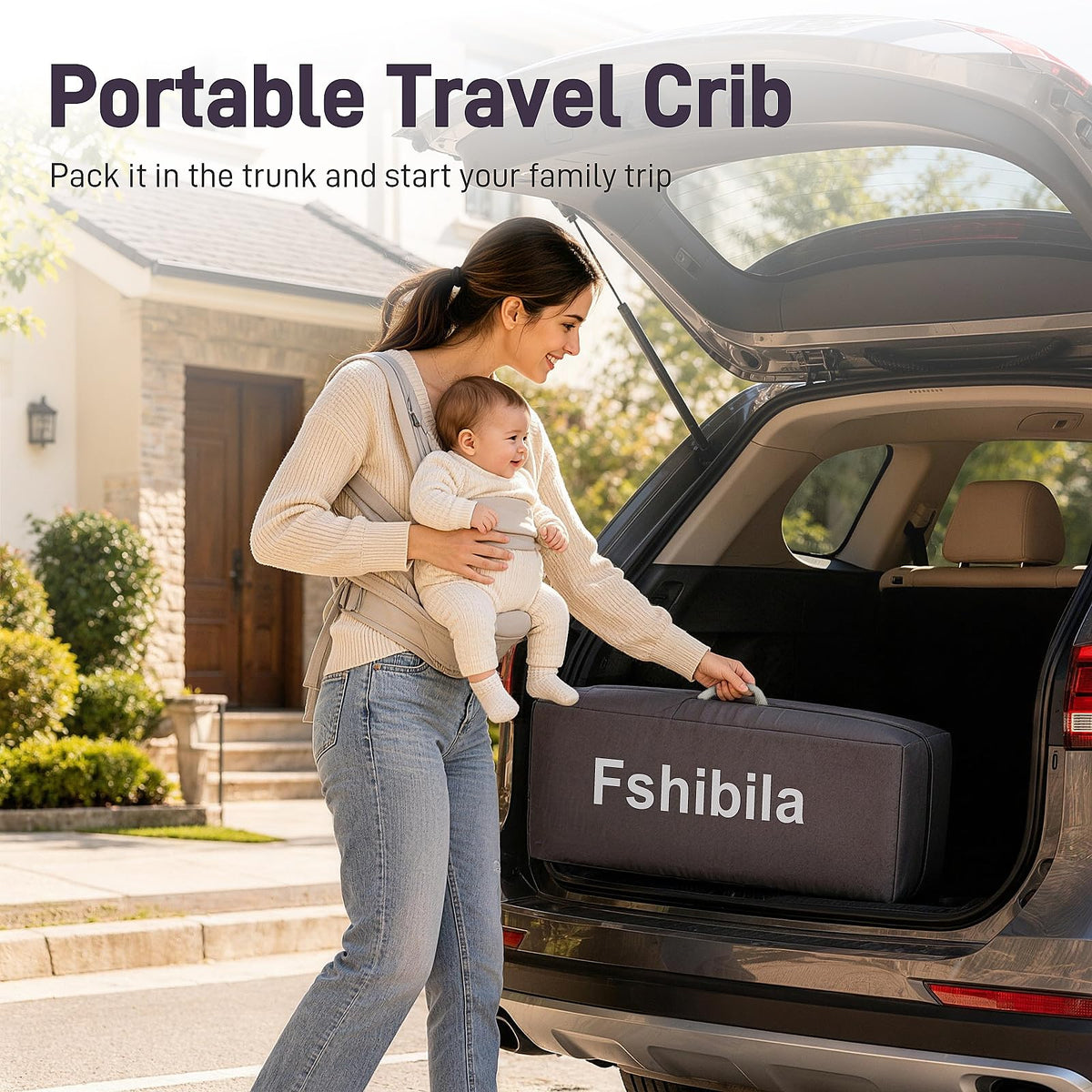 4-in-1 Portable Baby Playard with Bassinet and Changing Table, Black Q49614